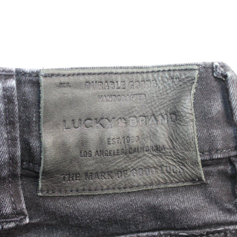 Lucky Brand 37 X 33 Athletic Fit Black Flex Straight Leg Distressed Denim Jeans - Picture 5 of 11